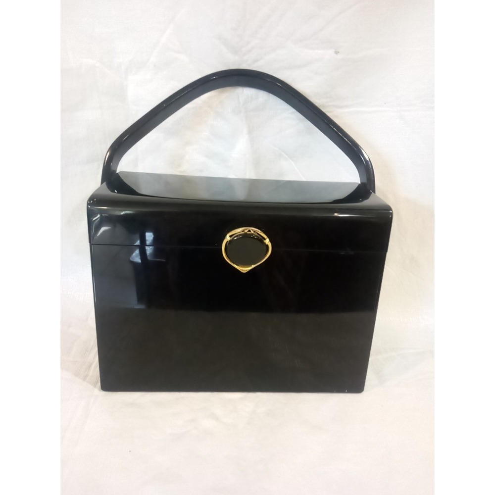 Vintage Stylecraft Miami Lucite Purse Black Box Handbag Hong Kong